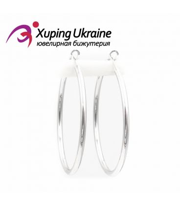 Серьги-кольца родированные 4 см, (гладкие)