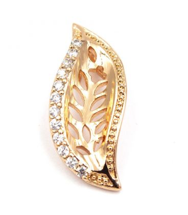 Кулон "Листик", линия камней, позолота (1/2,3см)