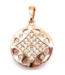 Кулон "Коло" з ромбом з каменів у центрі, позолота (діаметр:1,6см)