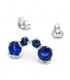 Сережки-гвоздики родіум "Кіт" (2 камені)