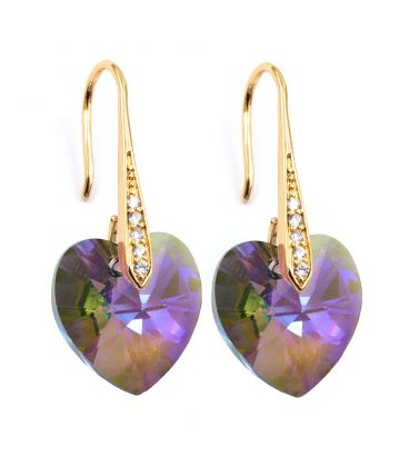 Серьги «Сердца» лим. позолота Swarovski Crystals 3 см