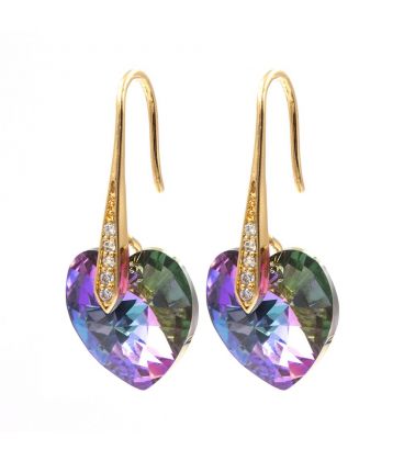 Серьги «Сердца» лим. позолота Swarovski Crystals 3 см