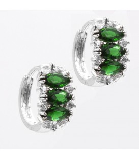 Сережки родіум "Напівкільце з 3х вузьких каменів"