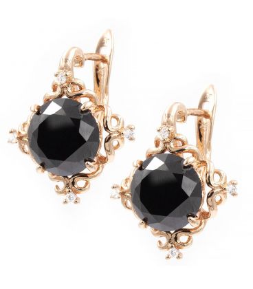 Серьги позолота Круглый камень 1,0 см в витой оправе (ромб) +4камня по углам