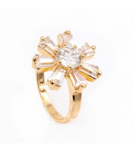 Кольцо позолота " Цв-к из крупн. пр. камней"