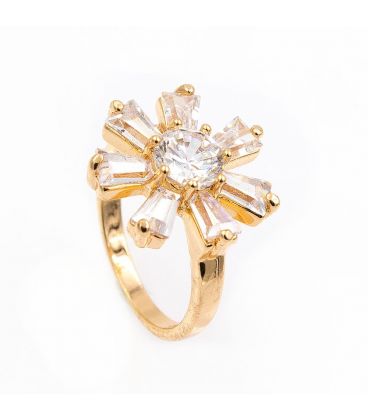 Кольцо позолота " Цв-к из крупн. пр. камней"