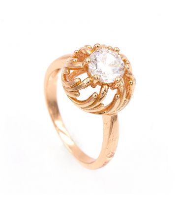 Кольцо позолота "Камень 0,6 на мет. полушарике"