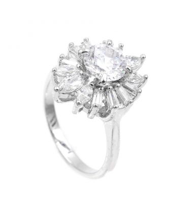 Кільце родоване з цирконами