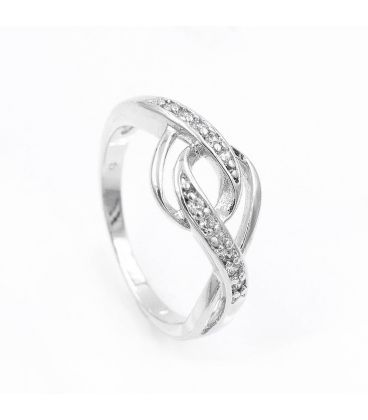 Кільце біле золото "Два завитки-плетіння"