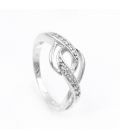 Кільце біле золото "Два завитки-плетіння"