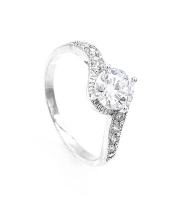 Кільце родіум з білим цирконієм.