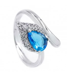 Кільце - родіум, Крапля-камінь блакитного кольору на листі дрібних каменів, на вигині