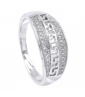 Кільце «Грецький орнамент» дві лінії з дрібного каміння - родіум