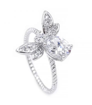 Кольцо «Муха» в камушках - родиум