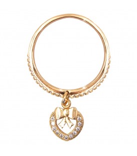 Кільце. Ряд каменів із серцем (висить) — лимонна позолота