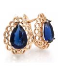 Серьги позолота Капля-камень в ажурной оправе 