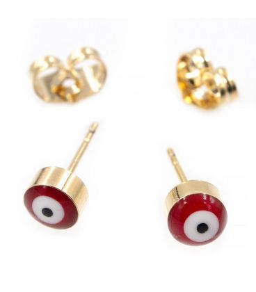 Серьги-гвоздики — лимонная позолота, "от сглаза" 0,5 см круглые, эмаль