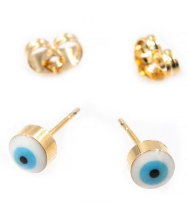 Серьги-гвоздики — лимонная позолота, "от сглаза" 0,5 см круглые, эмаль