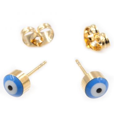 Серьги-гвоздики — лимонная позолота, "от сглаза" 0,5 см круглые, эмаль
