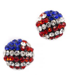 Серьги-гвоздики «Бусинка»— металл, стразы, среднего размера