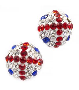 Сережки-гвоздики «Бусинка» - метал, стрази, середнього розміру