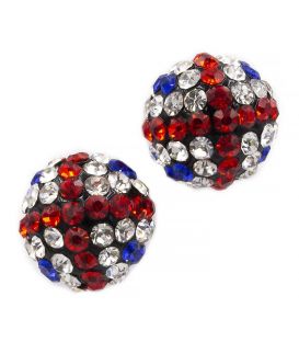 Сережки-гвоздики «Бусинка» - метал, стрази, середнього розміру