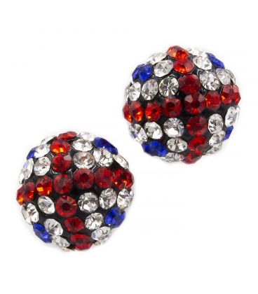 Сережки-гвоздики «Бусинка» - метал, стрази, середнього розміру