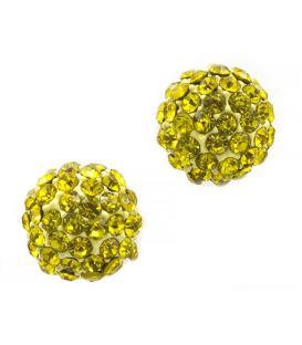 Серьги-гвоздики «Бусинка»— металл, стразы, среднего размера