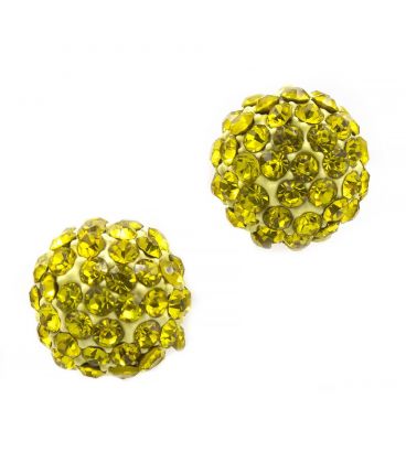 Серьги-гвоздики «Бусинка»— металл, стразы, среднего размера