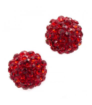 Сережки-гвоздики «Бусинка» - метал, стрази, середнього розміру