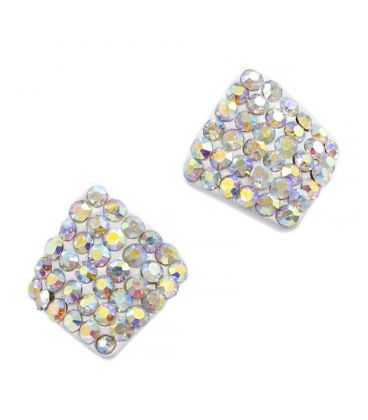 Серьги-гвоздики «Ромб»— металл, стразы, маленькие