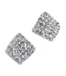 Серьги-гвоздики «Ромб»— металл, стразы, маленькие