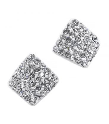 Серьги-гвоздики «Ромб»— металл, стразы, маленькие