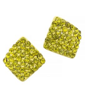 Серьги-гвоздики «Ромб»— металл, стразы, маленькие