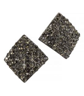 Серьги-гвоздики «Ромб»— металл, стразы, большие