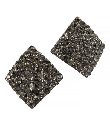 Сережки-гвоздики «Ромб» - метал, стрази, великі