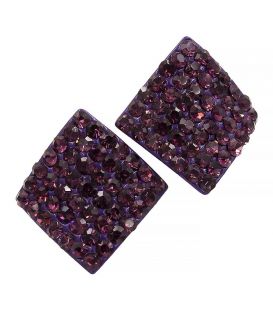 Серьги-гвоздики «Ромб»— металл, стразы, большие