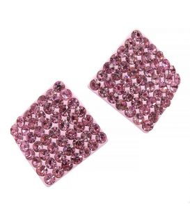 Сережки-гвоздики «Ромб» - метал, стрази, великі