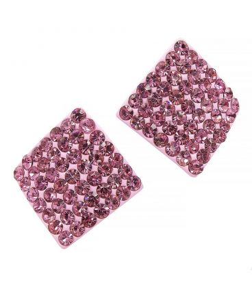 Серьги-гвоздики «Ромб»— металл, стразы, большие