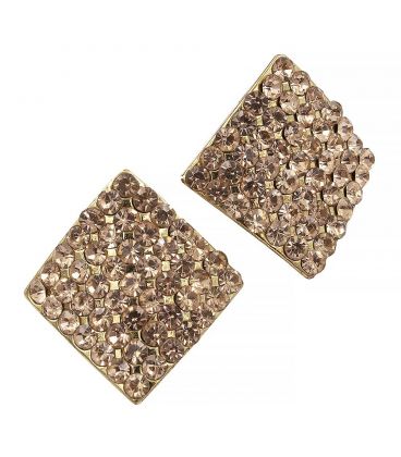Серьги-гвоздики «Ромб»— металл, стразы, большие