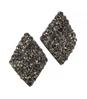 Серьги-гвоздики «Ромб»— металл, стразы, большие