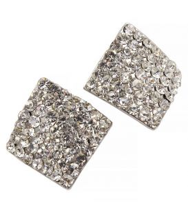 Сережки-гвоздики «Ромб» - метал, стрази, великі