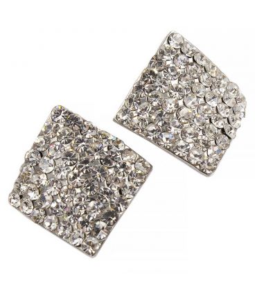 Серьги-гвоздики «Ромб»— металл, стразы, большие