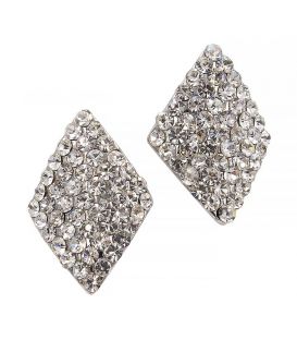 Сережки-гвоздики «Ромб» - метал, стрази, великі