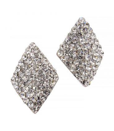 Сережки-гвоздики «Ромб» - метал, стрази, великі