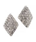 Сережки-гвоздики «Ромб» - метал, стрази, великі