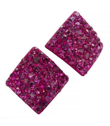 Серьги-гвоздики «Ромб»— металл, стразы, большие