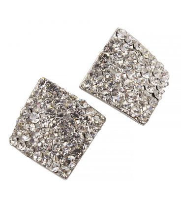 Серьги-гвоздики «Ромб»— металл, стразы, большие