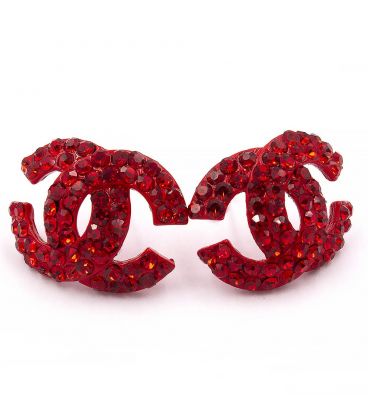 Серьги-гвоздики «Chanel»— металл, стразы, большие