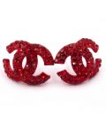 Сережки-гвоздики «Chanel» - метал, стрази, великі